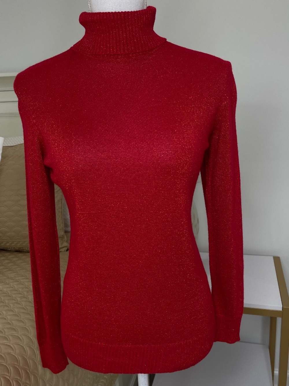 Metallic Red Turtle Neck Size Petite Small